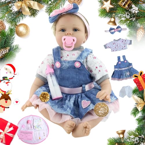 ZIYIUI Reborn Baby Mädchen 22zoll/55cm Babypuppen Reborn Girl Toddler Silikon Puppen Baby Im Jeansrock Handgemacht Kinderspielzeug ZIYIUI Reborn Baby Mädchen 22zoll/55cm Babypuppen Reborn Girl Toddler Silikon Puppen Baby Im Jeansrock Handgemacht Kinderspielzeug von ZIYIUI