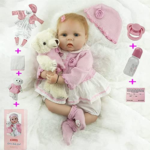 ZIYIUI Reborn Babypuppe, 55 cm, realistisch, für Mädchen, weich, realistisches Silikon, aus weichem Vinyl, lebensecht, niedlich, für Neugeborene, Babypuppen, Jungen, Mädchen, Spielzeug A3FR von ZIYIUI