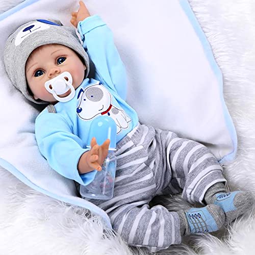 ZIYIUI Reborn Baby-Puppe Junge 22 Zoll 55cm Weiches Silikon Vinyl Handgemacht Reborn Puppe Junge Lebensecht Wahres Leben Reborn Babys von ZIYIUI