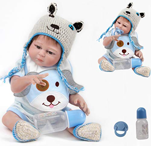 ZIYIUI Reborn Baby Vollsilikon 22 Zoll 55cm Lebensecht Reborn Baby Junge Babypuppen wie Echt Neugeborene Augen Geschlossen von ZIYIUI