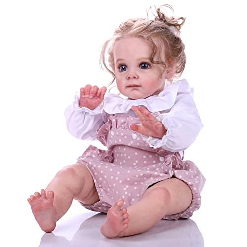 ZIYIUI Reborn Dolls 24 Zoll Weiche Silikon Vinyl Reborn Baby Puppen, die echt aussehen Neugeborene Mädchen Spielzeug Puppe Handgemachte Kinder Vinyl Puppen Geburtstag Xmas Geschenk - Reborn Dolls Girl von ZIYIUI