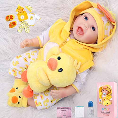 ZIYIUI Simulation Reborn Babys 22 Zoll 55 cm Reborn Babypuppen Weiche Vinyl Silikon Lebensechte Blaue Augen Reborn Dolls Mädchen Junge Spielzeug Geschenk von ZIYIUI