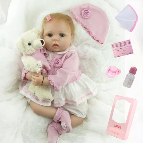 ZIYIUI Simulation Reborn Babys 22 Zoll 55 cm Reborn Babypuppen Weiche Vinyl Silikon Lebensechte Reborn Dolls Reborn Toddler Mädchen Junge Spielzeug Weihnachten Geschenk von ZIYIUI