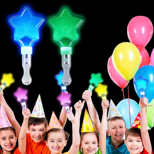 2PCS Zauberstab Kinder Leuchtend, Sternenzauberstab Glitzer, 3 Leuchten Modi, Kostümzubehör Partystab, Kindergeburtstag Geschenke Zauberstab für Erwachsener Kinder Mädchen Jungen (Blau und Grün) von ZIYOUA