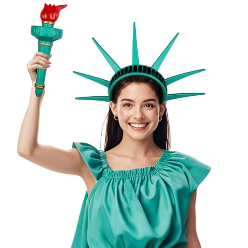 ZIZWO Freiheitsstatue Krone und Fackel, Halloween Freiheitsstatue Kostüm Zubehör für Erwachsene Unabhängigkeitstag Cosplay ZIZWO Freiheitsstatue Krone und Fackel, Halloween Freiheitsstatue Kostüm Zubehör für Erwachsene Unabhängigkeitstag Cosplay von ZIZWO