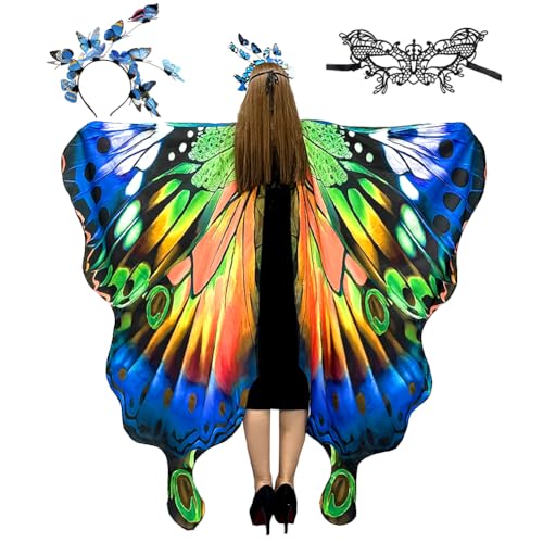 Schmetterling Kostüm Damen,Schmetterlingsflügel Erwachsene,Feenflügel,Schmetterling Umhang Schal Mit Schmetterling Haarreif Spitze Maske,Für Cosplay Karneval Halloween Weihnachten Party Kostüm (C) Schmetterling Kostüm Damen,Schmetterlingsflügel Erwachsene,Feenflügel,Schmetterling Umhang Schal Mit Schmetterling Haarreif Spitze Maske,Für Cosplay Karneval Halloween Weihnachten Party Kostüm (C) von ZJILIXIA