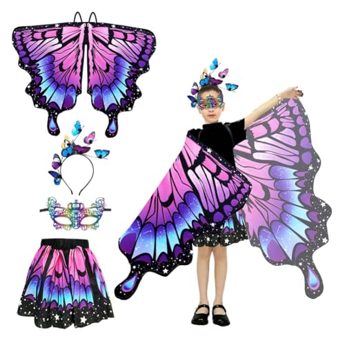 Schmetterling Kostüm Kinder,Schmetterling Flügel Umhang,Schmetterlingsflügel Mädchen Mit Schmetterlingsflügel,Tutu Rock,Haarreif,Gesichtsbedeckungen,Für Karneval Fasching Halloween Cosplay (Lila) Schmetterling Kostüm Kinder,Schmetterling Flügel Umhang,Schmetterlingsflügel Mädchen Mit Schmetterlingsflügel,Tutu Rock,Haarreif,Gesichtsbedeckungen,Für Karneval Fasching Halloween Cosplay (Lila) von ZJILIXIA