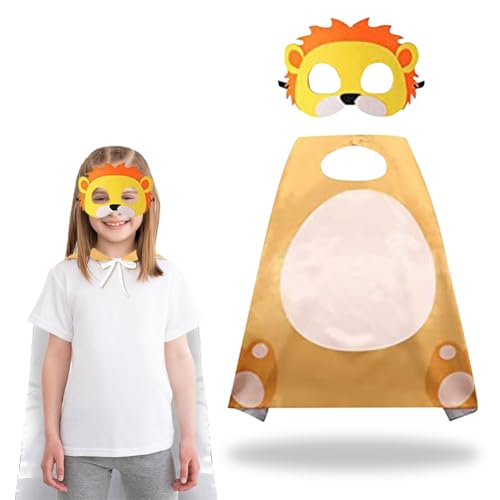 Tierumhänge Und Masken Für Kinder,Tier Print Cape Set,Dschungel Thema,Rollenspielkostüm Für Kinder Mit Maske Und Umhang,Karneval,Halloween,Kindertag Geburtstagsgeschenke Für Jungen Mädchen (Löwe) Tierumhänge Und Masken Für Kinder,Tier Print Cape Set,Dschungel Thema,Rollenspielkostüm Für Kinder Mit Maske Und Umhang,Karneval,Halloween,Kindertag Geburtstagsgeschenke Für Jungen Mädchen (Löwe) von ZJILIXIA