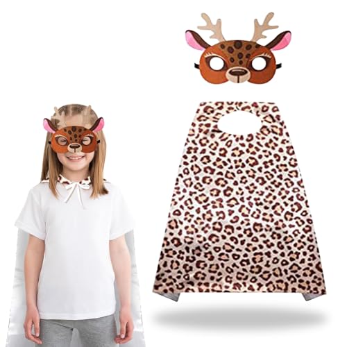 Tierumhänge Und Masken Für Kinder,Tier Print Cape Set,Dschungel Thema,Rollenspielkostüm Für Kinder Mit Maske Und Umhang,Karneval,Halloween,Kindertag Geburtstagsgeschenke Für Jungen Mädchen (Elch) Tierumhänge Und Masken Für Kinder,Tier Print Cape Set,Dschungel Thema,Rollenspielkostüm Für Kinder Mit Maske Und Umhang,Karneval,Halloween,Kindertag Geburtstagsgeschenke Für Jungen Mädchen (Elch) von ZJILIXIA