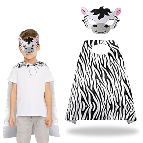 Tierumhänge Und Masken Für Kinder,Tier Print Cape Set,Dschungel Thema,Rollenspielkostüm Für Kinder Mit Maske Und Umhang,Karneval,Halloween,Kindertag Geburtstagsgeschenke Für Jungen Mädchen (Zebra) Tierumhänge Und Masken Für Kinder,Tier Print Cape Set,Dschungel Thema,Rollenspielkostüm Für Kinder Mit Maske Und Umhang,Karneval,Halloween,Kindertag Geburtstagsgeschenke Für Jungen Mädchen (Zebra) von ZJILIXIA