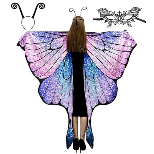ZJILIXIA Schmetterling Kostüm Damen,Karneval Kostüm Damen,Schmetterlingsflügel Erwachsene,Schmetterling Flügel Umhang Mit Maske Und Stirnband,Schmetterlingskostüm Flügel,für Cosplay Karneval (C) ZJILIXIA Schmetterling Kostüm Damen,Karneval Kostüm Damen,Schmetterlingsflügel Erwachsene,Schmetterling Flügel Umhang Mit Maske Und Stirnband,Schmetterlingskostüm Flügel,für Cosplay Karneval (C) von ZJILIXIA