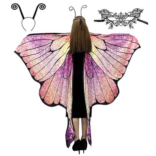 ZJILIXIA Schmetterling Kostüm Damen,Karneval Kostüm Damen,Schmetterlingsflügel Erwachsene,Schmetterling Flügel Umhang Mit Maske Und Stirnband,Schmetterlingskostüm Flügel,für Cosplay Karneval (A) ZJILIXIA Schmetterling Kostüm Damen,Karneval Kostüm Damen,Schmetterlingsflügel Erwachsene,Schmetterling Flügel Umhang Mit Maske Und Stirnband,Schmetterlingskostüm Flügel,für Cosplay Karneval (A) von ZJILIXIA