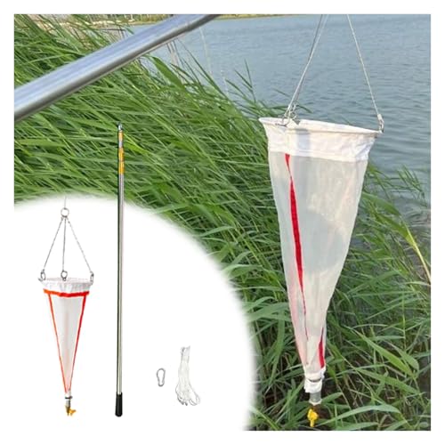 Planktonnetz Planktonnetz Nr. 13 Nr. 25 mit ausziehbarer Stange und Seil Verdicktes experimentelles Nylon-Probenahmenetz zum Sammeln von Phytoplankton und Zooplankton(Aperture 64 Micron) von ZJKXJH