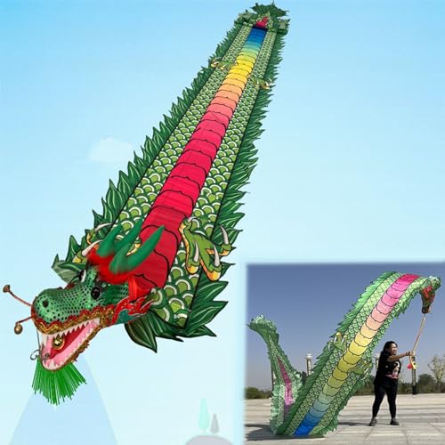 Tanzbändchen Gymnastikband Chinesischer Drache Band Streamer, Farbe 3D Wu Long Fitness Flowy Spinning & Shaking Poi, Outdoor Rhythmic Dragon-shape Fling Ribbons Spielzeug ( Color : Green , Size : 12m/ von ZJKXJH