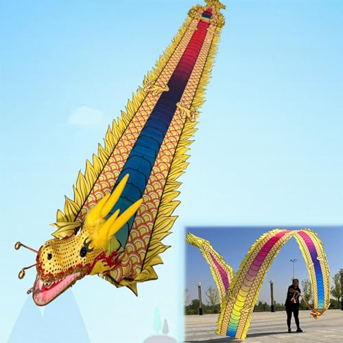 Tanzbändchen Gymnastikband Chinesischer Drache Band Streamer, Farbe 3D Wu Long Fitness Flowy Spinning & Shaking Poi, Outdoor Rhythmic Dragon-shape Fling Ribbons Spielzeug ( Color : Yellow , Size : 6m/ von ZJKXJH