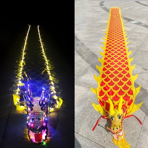 Tanzbändchen Gymnastikband Chinesischer Drache Poi Mit Light Up, Handheld Rhythmischer Drachentanz Streamer Set Für Event Feiern Jongliershows, Übung Sport Flowy Spinning Shaking Dragon Ribbon ( Color von ZJKXJH