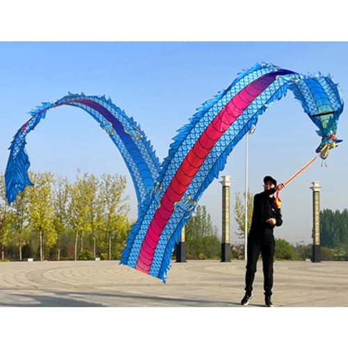 Tanzbändchen Gymnastikband Drachentanz-Spielzeug, Ältere Menschen Sport Chinesisch Jonglieren Drachen Streamer + Swing Rope + Travel Bag, Fitness Party Bühne Performance Prop Set ( Color : Blue , Size von ZJKXJH