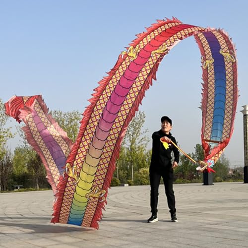 Tanzbändchen Gymnastikband Drachentanz-Spielzeug, Ältere Menschen Sport Chinesisch Jonglieren Drachen Streamer + Swing Rope + Travel Bag, Fitness Party Bühne Performance Prop Set ( Color : Red , Size von ZJKXJH