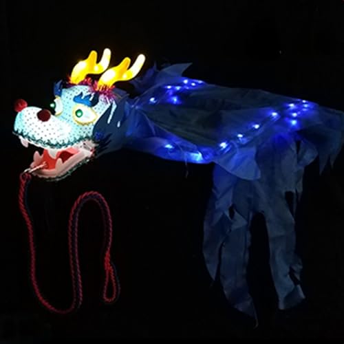 Tanzbändchen Gymnastikband Dragon Dance Ribbon - Übung Fitness Silk Dragons Poi, Outdoor Sports Light Up Dragon Streamer Mit Echtem 3D-Drachenkopf, Chinese Folk Physical Training ( Color : Blue , Size von ZJKXJH