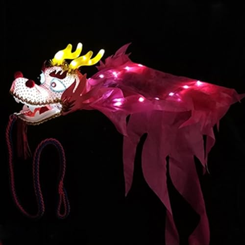 Tanzbändchen Gymnastikband Dragon Dance Ribbon - Übung Fitness Silk Dragons Poi, Outdoor Sports Light Up Dragon Streamer Mit Echtem 3D-Drachenkopf, Chinese Folk Physical Training ( Color : Pink , Size von ZJKXJH