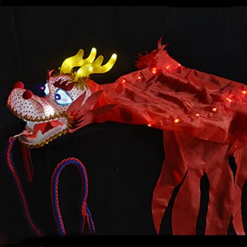 Tanzbändchen Gymnastikband Dragon Dance Ribbon - Übung Fitness Silk Dragons Poi, Outdoor Sports Light Up Dragon Streamer Mit Echtem 3D-Drachenkopf, Chinese Folk Physical Training ( Color : Red , Size von ZJKXJH