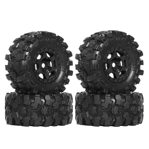 ZJNWTVUH 1,0 Beadlock Wheel- und Reifenset 4PCS kompatibel mit 1/18 1/24 RC -Crawler -Modellen Kompatibel mit Verschiedene Marken von ZJNWTVUH