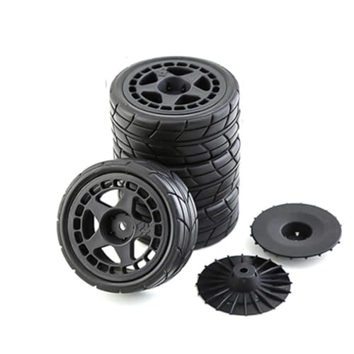 ZJNWTVUH 1/10 RC Rally Racing Wheel Rand 26mm Gummireifen kompatibel mit verschiedenen Modellen TT02 XV01 I(Black) von ZJNWTVUH