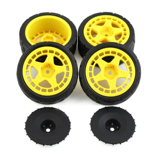 ZJNWTVUH 1/10 RC Rally Racing Wheel Rand 26mm Gummireifen kompatibel mit verschiedenen Modellen TT02 XV01 I(Gold) von ZJNWTVUH