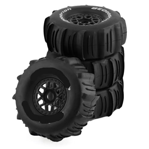 ZJNWTVUH 1/7 1/8 RC Offroad Reifen 140 mm OD kompatibel mit Desert Beach Anhänger und verschiedenen Fahrzeugen 17mm Sechskant(4pcs Black) von ZJNWTVUH