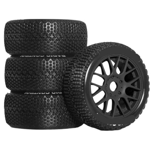 ZJNWTVUH 1/8 Offroad RC-Buggy-Reifen Y-förmige Plastikräder 17 mm Sechskant 110 mm Durchmesser kompatibel mit verschiedenen 1/8 RC-Buggys kompatibel(4pcs Black) von ZJNWTVUH