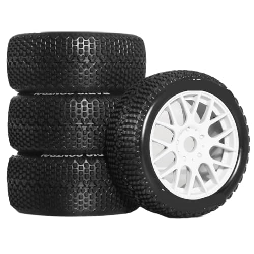 ZJNWTVUH 1/8 Offroad RC-Buggy-Reifen Y-förmige Plastikräder 17 mm Sechskant 110 mm Durchmesser kompatibel mit verschiedenen 1/8 RC-Buggys kompatibel(4pcs White) von ZJNWTVUH