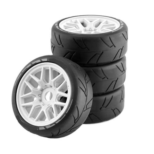 ZJNWTVUH 1/8 RC auf Straßenrennwagen-Reifenräder 17mm Sechskant kompatibel mit verschiedenen 1: 8-On-Road-Modellen(4pcs White) von ZJNWTVUH