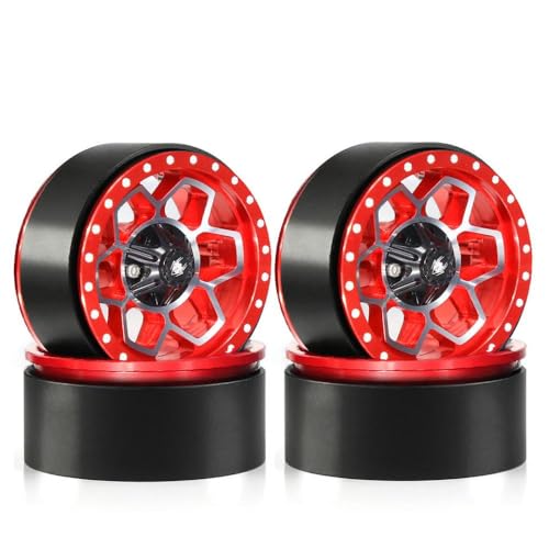 ZJNWTVUH 1,9 Aluminiumräder Set 4pcs 12mm Hex kompatibel mit 1/10 Skala RC Crawler Trucks Pro TRX6 VS4-10 Gen8(4pcs Red) von ZJNWTVUH