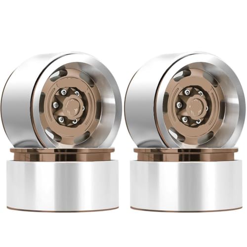 ZJNWTVUH 1,9 Beadlock Wheel Rims 4PCS Aluminium kompatibel mit 1:10 RC -Crawlern D110 CC01 AXI03007(4pcs Brown) von ZJNWTVUH