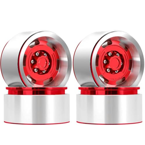 ZJNWTVUH 1,9 Beadlock Wheel Rims 4PCS Aluminium kompatibel mit 1:10 RC -Crawlern D110 CC01 AXI03007(4pcs Red) von ZJNWTVUH