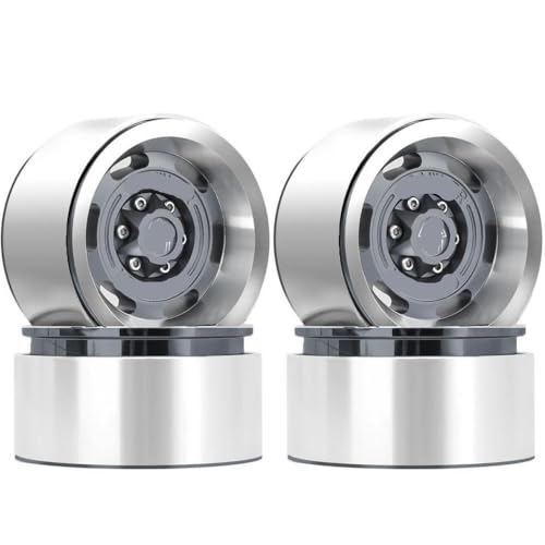 ZJNWTVUH 1,9 Beadlock Wheel Rims 4PCS Aluminium kompatibel mit 1:10 RC -Crawlern D110 CC01 AXI03007(4pcs Titanium) von ZJNWTVUH