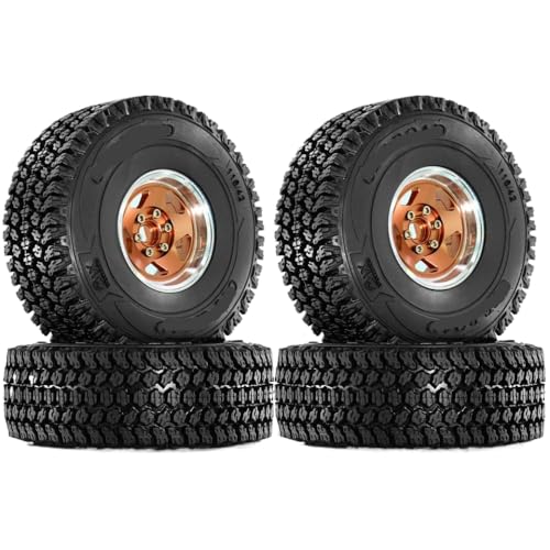 ZJNWTVUH 1,9 Zoll Crawler -Schlammreifen und Radsatz mit 1:10 RC -Crawler Kompatibel mit Verschiedene Modelle kompatibel(4pcs Copper Color) von ZJNWTVUH