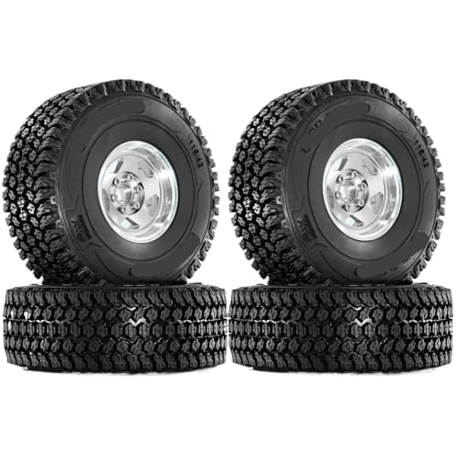 ZJNWTVUH 1,9 Zoll Crawler -Schlammreifen und Radsatz mit 1:10 RC -Crawler Kompatibel mit Verschiedene Modelle kompatibel(4pcs Silvery) von ZJNWTVUH