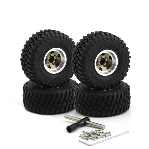 ZJNWTVUH 1 0 Beadlock -Räder und Reifen Set von 4 Kompatibel mit 1 24 1 18 RC Crawler -Fahrzeuge kompatibel mit beliebten Modellen SCX24 FMS AX24 Bronco C10(4pcs Brown) von ZJNWTVUH