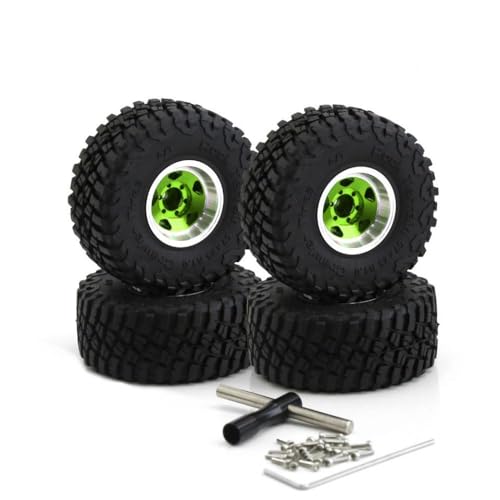 ZJNWTVUH 1 0 Beadlock -Räder und Reifen Set von 4 Kompatibel mit 1 24 1 18 RC Crawler -Fahrzeuge kompatibel mit beliebten Modellen SCX24 FMS AX24 Bronco C10(4pcs Green) von ZJNWTVUH