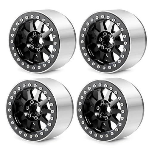 ZJNWTVUH 2,2 Zoll Metall Beadlock 12 Speichen -Radfelgen Set von 4 Kompatibel mit RC -Crawler -Autos, die mit verschiedenen Modellen kompatibel sind(Black) von ZJNWTVUH