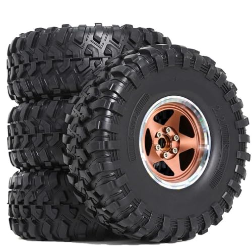 ZJNWTVUH 2,2 -Zoll -RC -Räder und Reifen Kompatibel mit 1/10 -Skala -Crawler kompatibel mit verschiedenen Modellen, einschließlich III -Set von 4(4pcs Brown) von ZJNWTVUH
