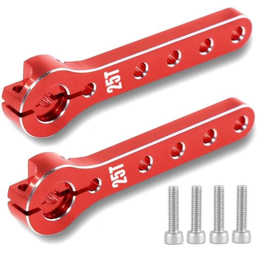 ZJNWTVUH 2 Pack 25 Zahn 56mm Metall Servo Armweiterung Kompatibel mit RC -Autos Flugzeuge und Hubschrauber kompatibel mit 100 -cm3 -Balsa -Modellen(Red 2pcs) von ZJNWTVUH