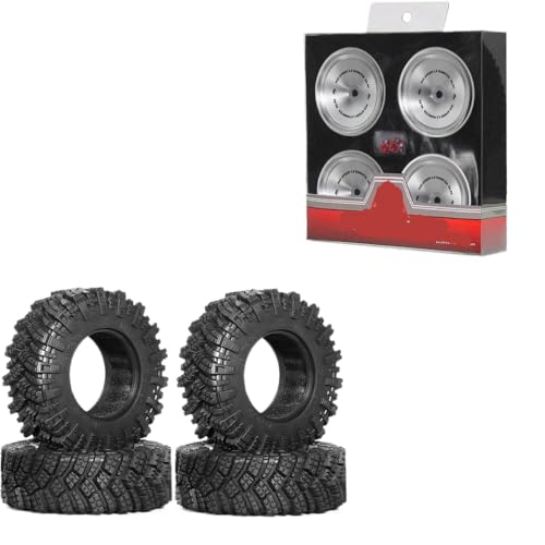 ZJNWTVUH 4 PCs 98 mm 1,9 -Zoll -Gummi -Schlamm -Grappler -Reifen und Räder Kompatibel mit 1:10 RC -Crawler, die mit verschiedenen Modellen kompatibel sind(RS001) von ZJNWTVUH
