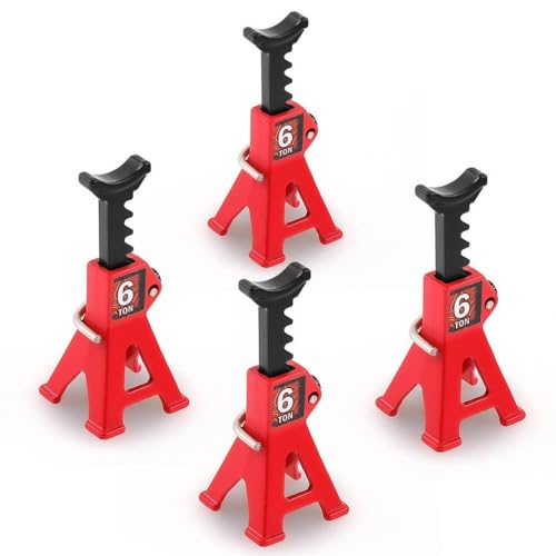 ZJNWTVUH 4 Stück Metall -Jackständer Kompatibel mit 1/24 RC Crawler und Spielzeugdekoration kompatibel mit 1/18 1/24 RC -Fahrzeuge SCX24 AX24(4pcs Red) von ZJNWTVUH
