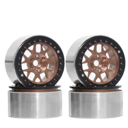 ZJNWTVUH 4 Stücke Aluminium 2,2 Beadlock Wheel Rims Kompatibel mit 1/10 RC Rock Crawlers kompatibel mit verschiedenen Modellen(Bronze 4pcs) von ZJNWTVUH