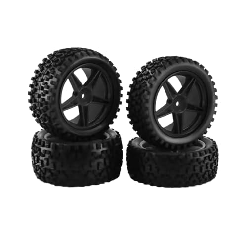 ZJNWTVUH 4PC -Off -Straßen -Gummireifen und Plastikradfelgen kompatibel mit 1:10 RC -Autos 94107 94166 94106 94155 144001(Black) von ZJNWTVUH