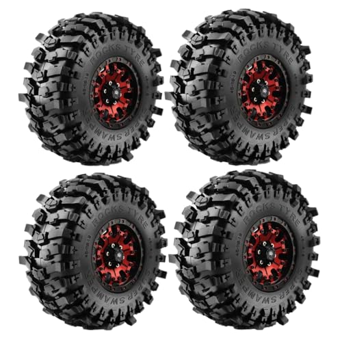 ZJNWTVUH 4PCS 1,9 Beadlock Wheel Rand Rand Gummi -Reifen -Set kompatibel mit 1/10 RC -Crawler -Modellen und II RBX10(Dark Grey) von ZJNWTVUH