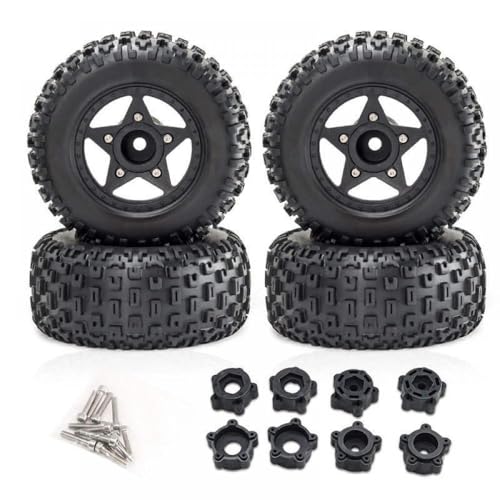 ZJNWTVUH 4PCS 110 mm 1/8 1/10 Kurzerlaufreifen mit 12 mm 14 mm 17 mm Rad Sechskant, kompatibel mit verschiedenen RC -Autos, einschließlich vkar sctx10(Black) von ZJNWTVUH