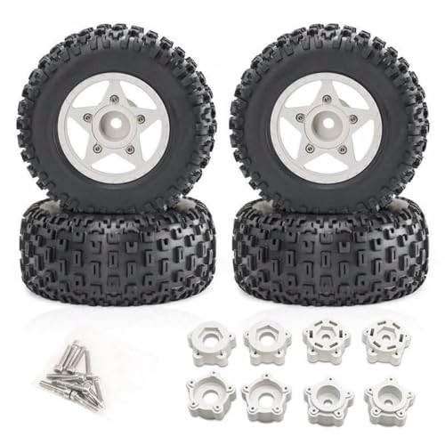 ZJNWTVUH 4PCS 110 mm 1/8 1/10 Kurzerlaufreifen mit 12 mm 14 mm 17 mm Rad Sechskant, kompatibel mit verschiedenen RC -Autos, einschließlich vkar sctx10(White) von ZJNWTVUH